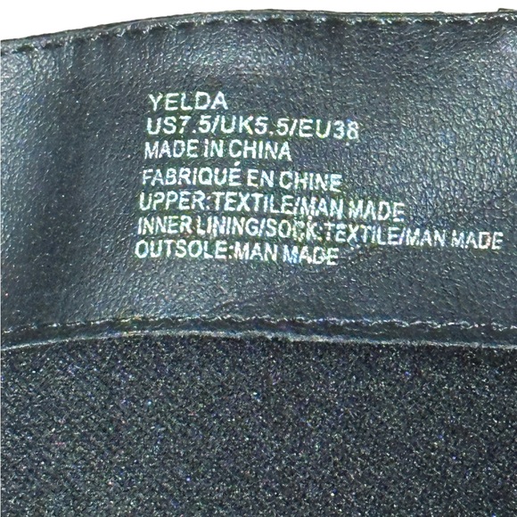 Yelda Black Knee Boots Gold Tone Buckles Size 7.5 Just Fab - Picture 4 of 9